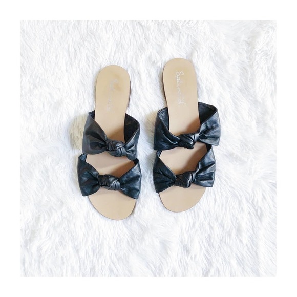 Splendid Double Bow Accent Sandals Black SZ10 - Picture 1 of 4